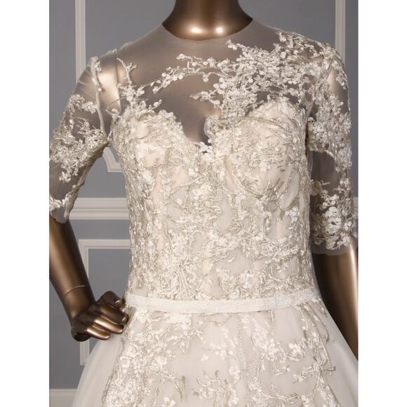 ISABELLE ARMSTRONG Charlotte Sheer Sleeves Ballgown Wedding Dress Bridal Gown 10 - Picture 3 of 11